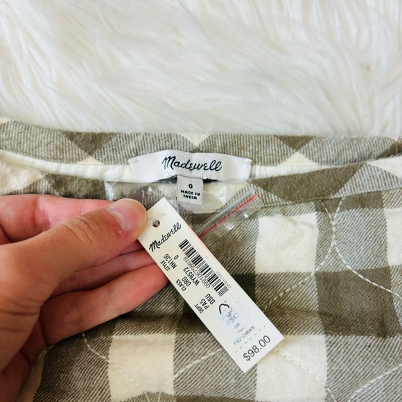 NWT Madewell Quilted Flannel Skirt in Gingham Check Size 0 Plaid Mini Skirt - Picture 10 of 14